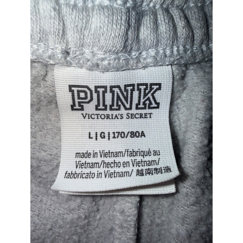Victoria's Secret PINK Gray Campus Fleece Lounge Shorts Logo Pockets Size Large - Picture 2 of 6